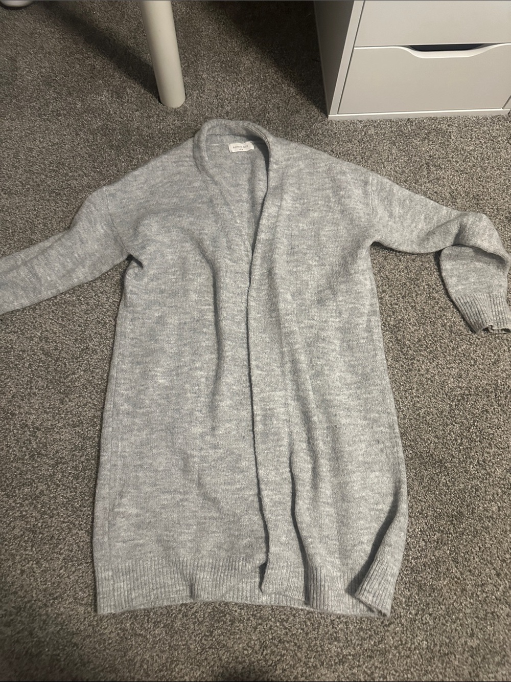 Sophie Rue Light Gray Open-Front Knit Cardigan